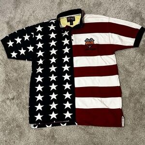 Nascar Cafe Stars And Stripes‎ 4 Button Collared Polo Shirt M